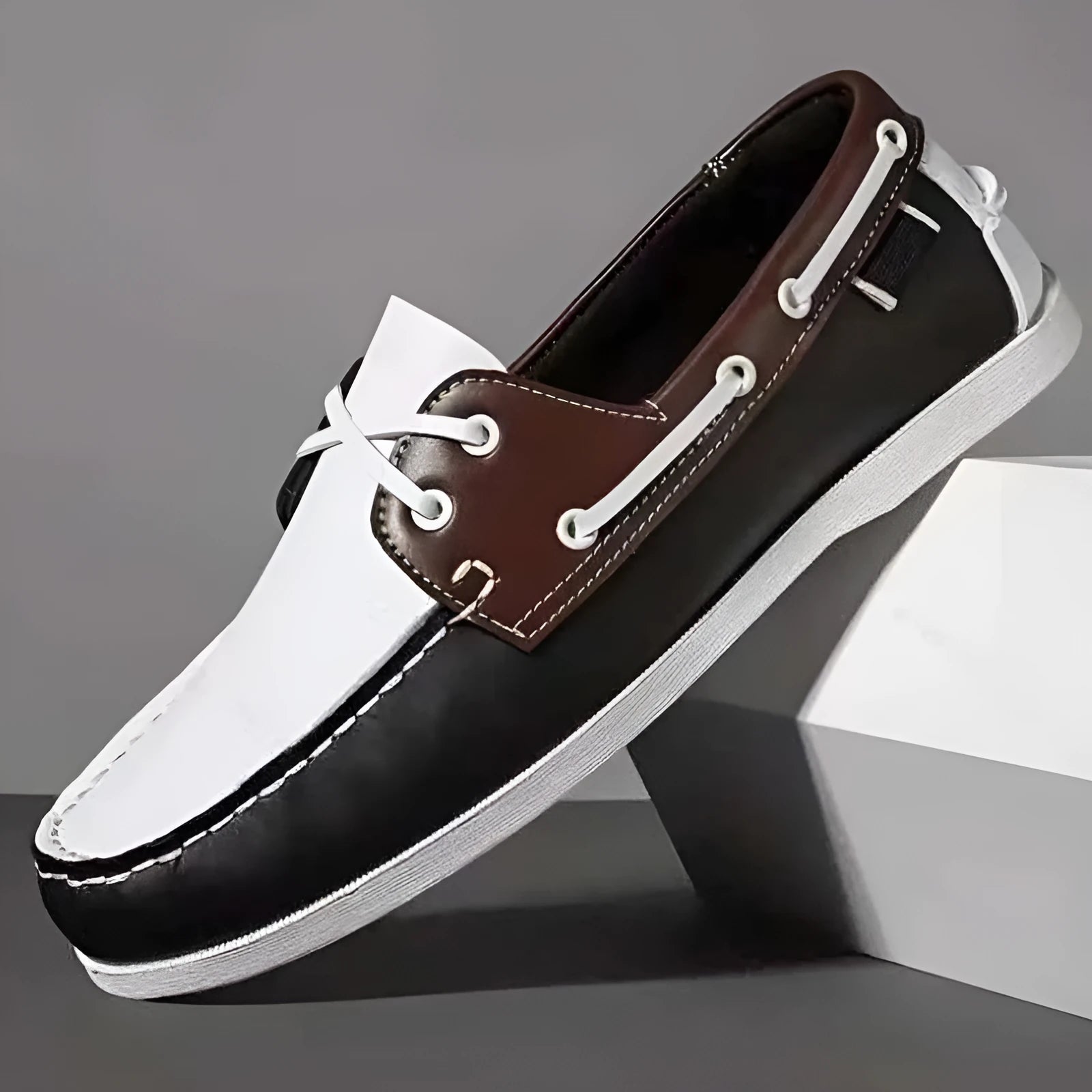 Men's breathable casual shoe with artificial PU upper and flat heel, shown in a solid colour.