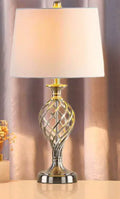 European style alloy bedside lamp with touch control and USB charging port