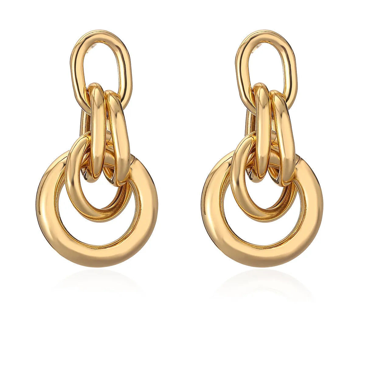 Women's gold geometric earrings with irregular shapes and high-profile metallic style