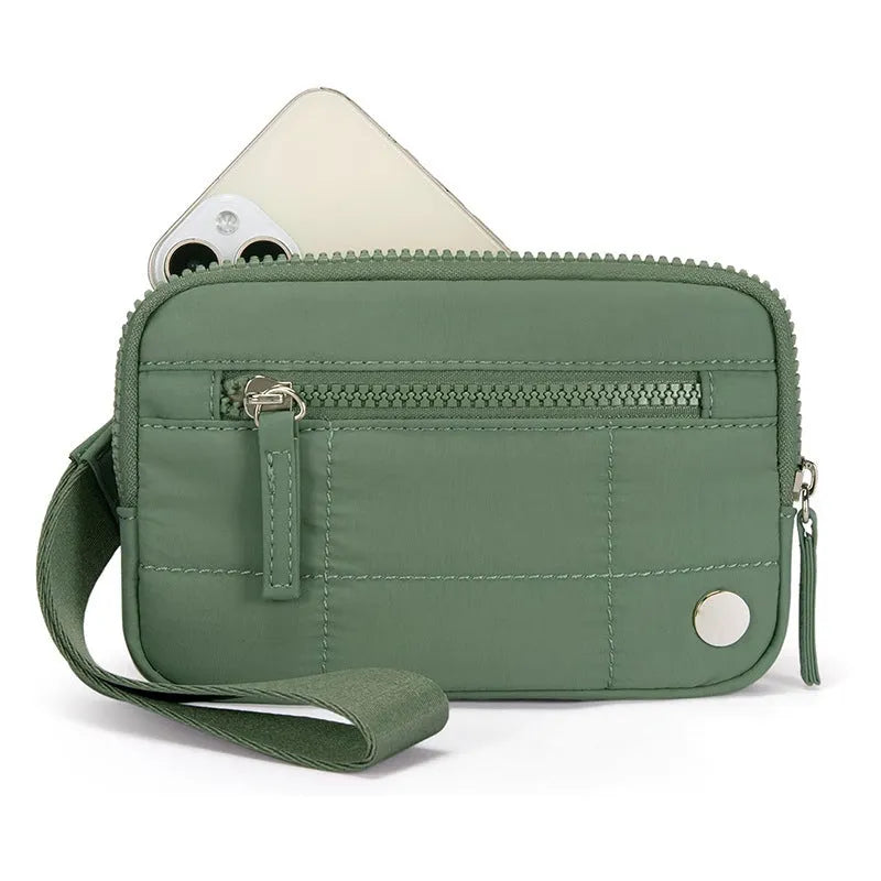 Waterproof quilted handbag with transparent front deck compartment in seven colour options