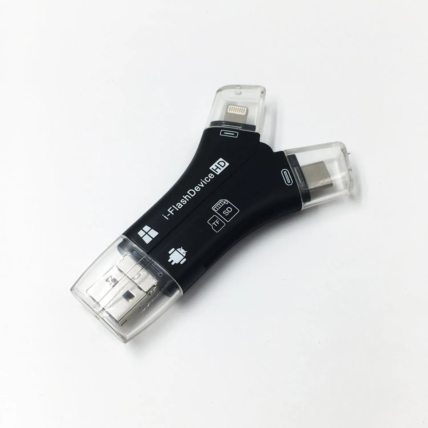 White black gold multi-interface card reader for Apple Android devices with SD Micro SD slots