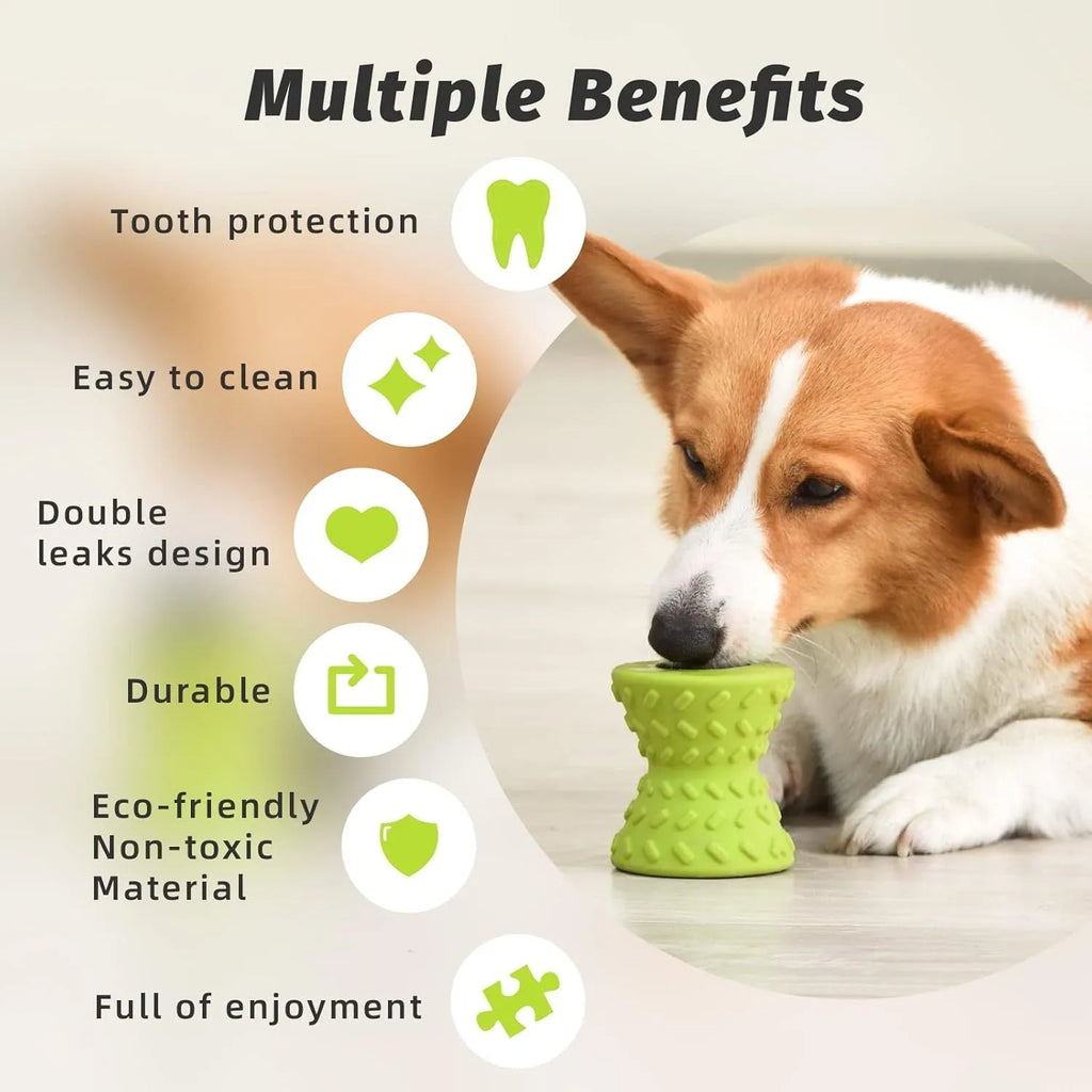 Blue natural rubber interactive treat-dispensing dog bone toy for aggressive chewers.