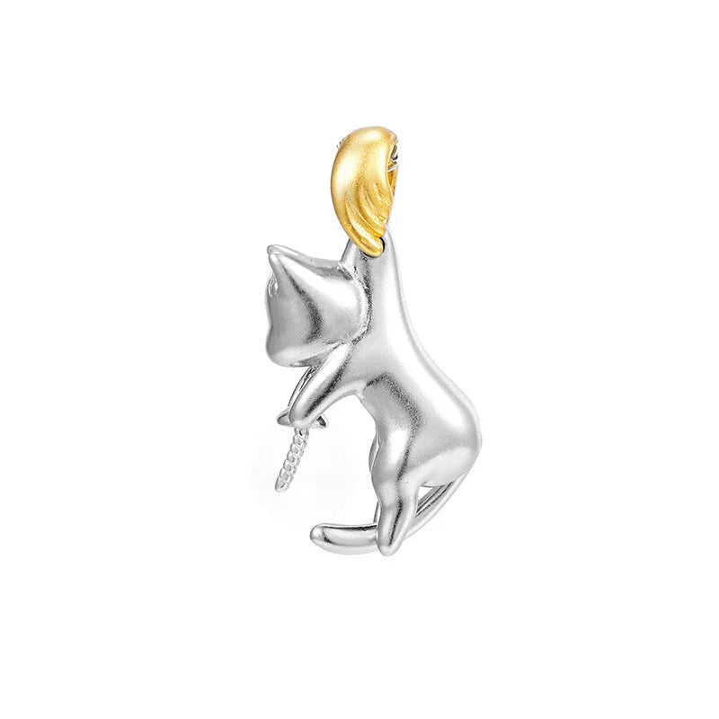 925 sterling silver clavicle chain necklace with cat charm pendant and electroplated finish