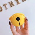 Yellow silicone case with bell charm for AirPods 1 and 2 generation wireless earphones