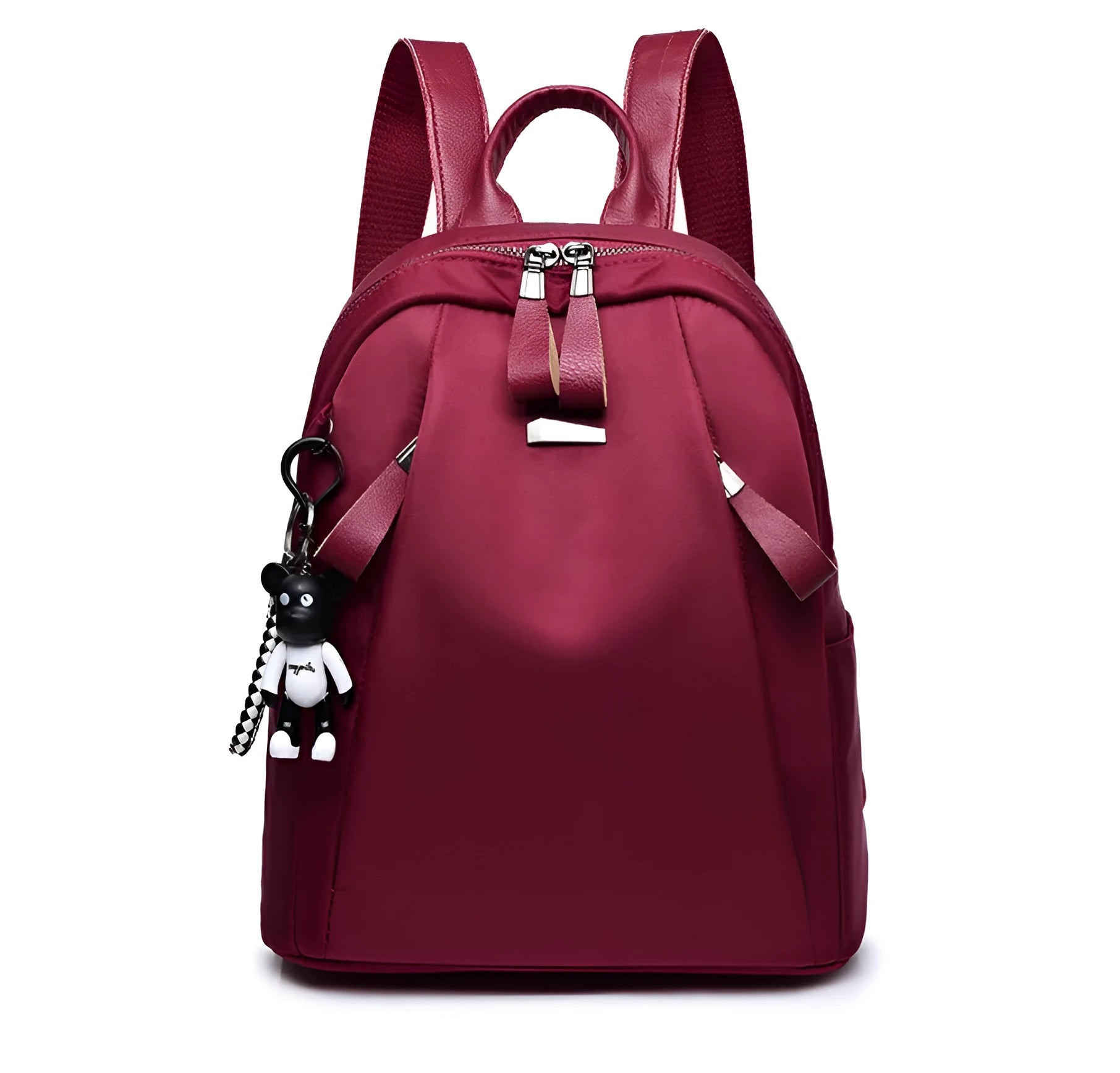 Medium wild fashion rucksack in Oxford cloth with vertical square shape, double straps, and zipper closure available in black, gray and wine red