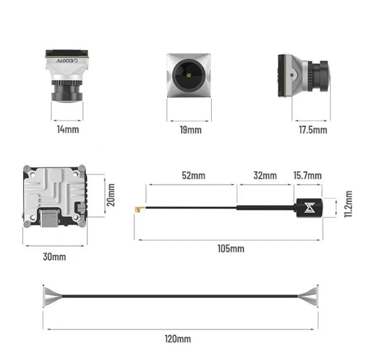 Caddx ADAPTS DJI FPV digital image transmission kit in silver with screws and wiring