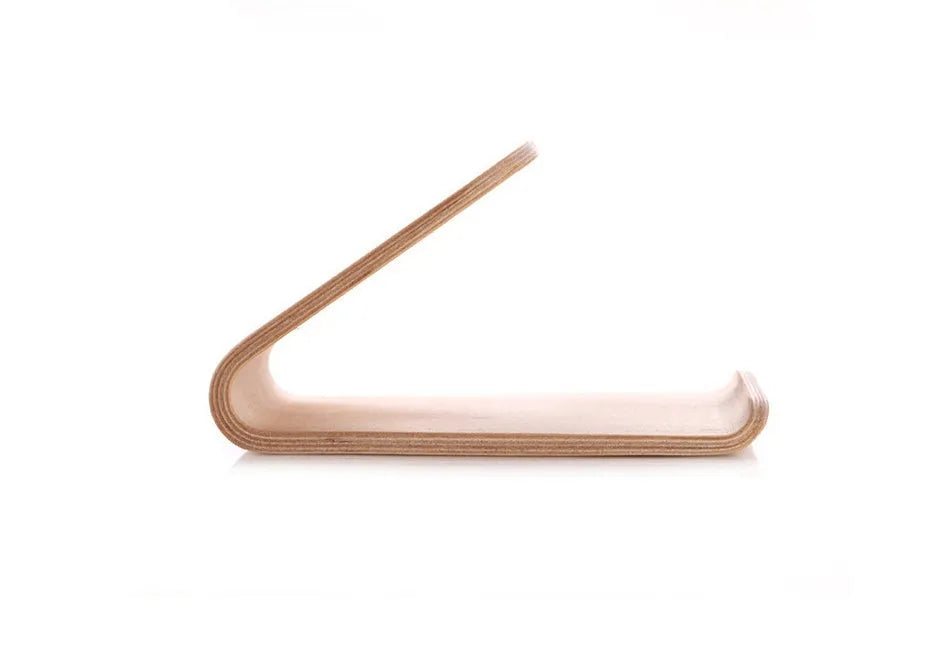 Wooden phone stand for Apple iPhone with cable management slot in walnut finish