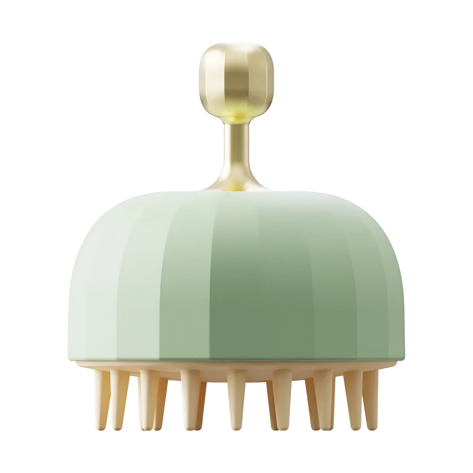 Green silicone pet bathing brush with massage bristles for dogs and cats during shampoo application
