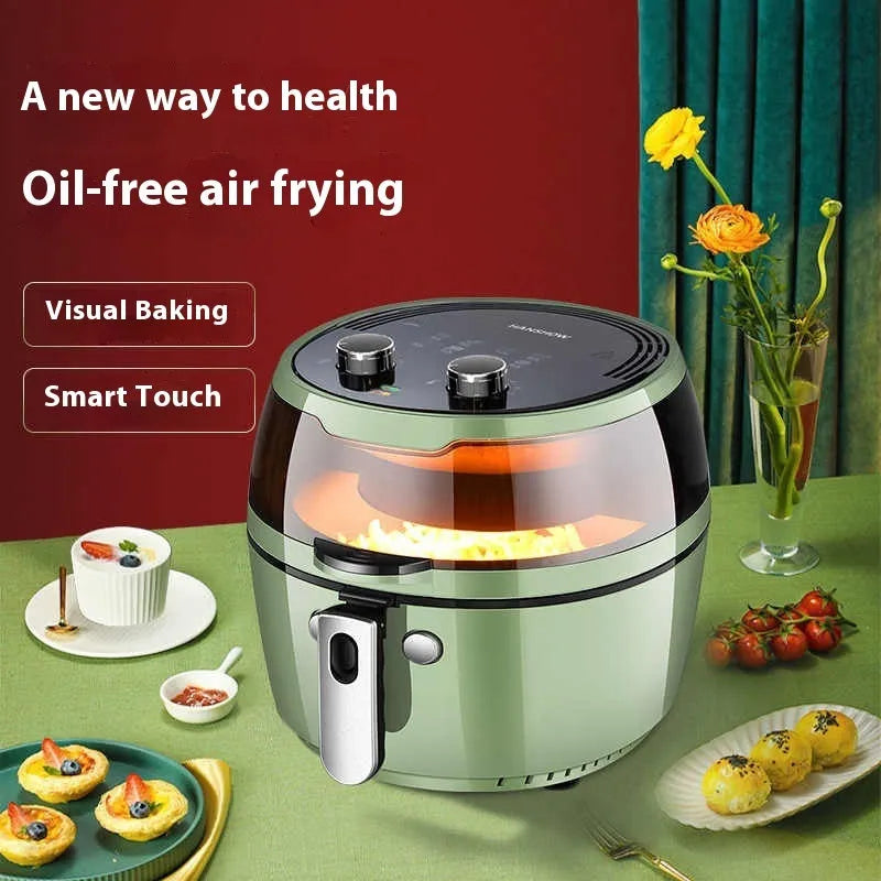 8-litre air fryer oven with visible window and mechanical button controls