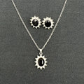 Sunflower zircon ear stud and necklace set for women in electroplated alloy with ellipse design elements