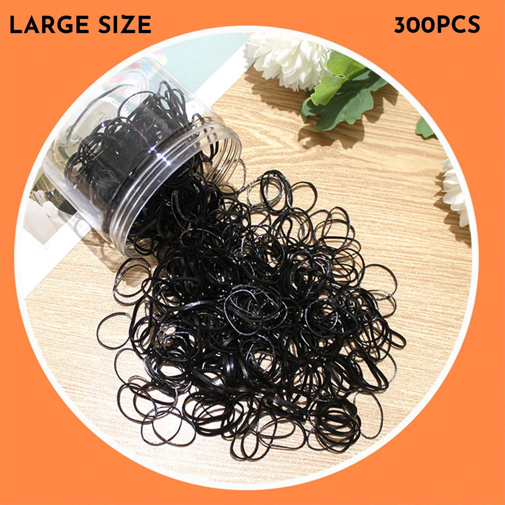 Multi-colour TPU baby hair ties for toddlers in a reusable storage container, 300 piece pack.