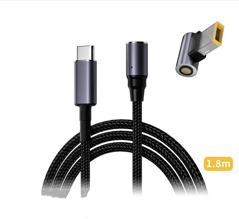 Lenovo Type-C square port magnetic charging cable with 1.8m length showing magnetic connector detail