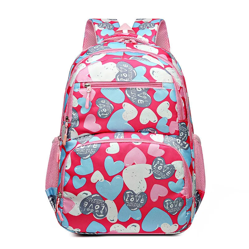 Blue student backpack with air cushion shoulder straps, large main compartment and Oxford cloth material.