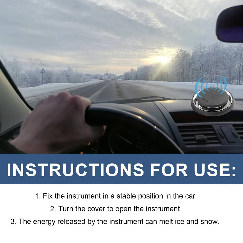 Black portable car de-icing instrument measuring 7.4cm for melting windscreen snow