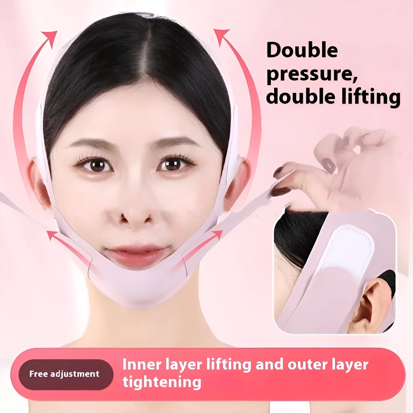 Small V face shaping mask in green and purple colours for facial lifting and anti-sagging support