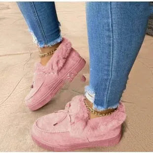 Women's casual cotton velvet slip-on shoes with round toe and non-slip rubber sole in multiple colours