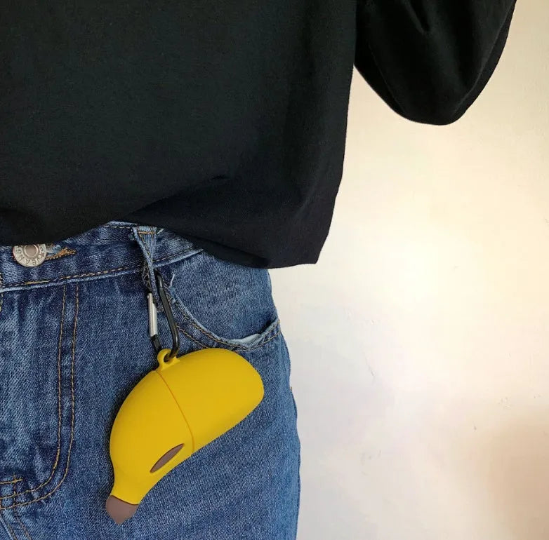 Yellow banana design silicone protective case for AirPods Pro wireless headphones