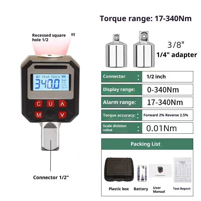 Digital torque meter model 17-340 6-piece set with 17-340 Nm torque range