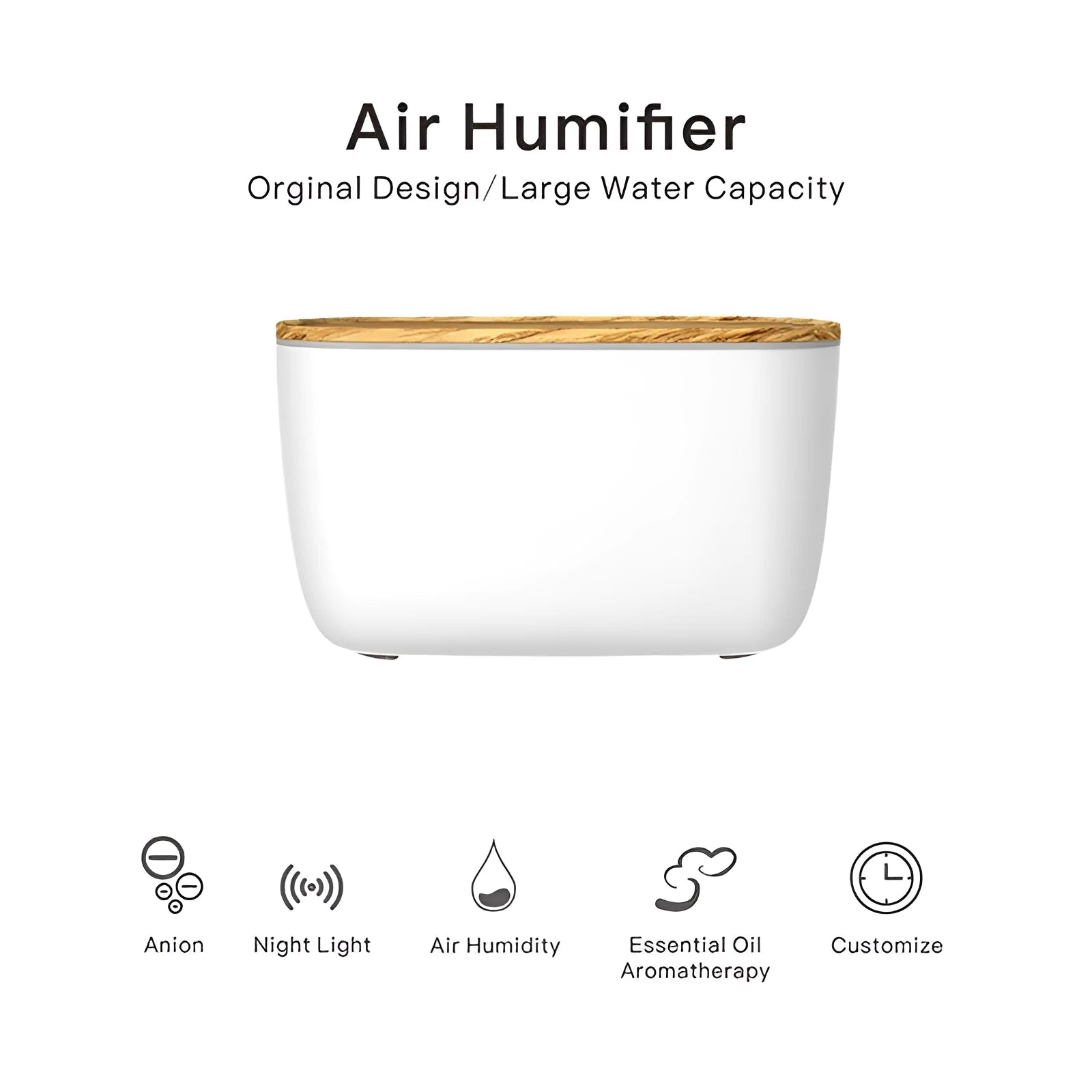 GX-22K white household atomiser humidifier and diffuser with night light on a wooden table.