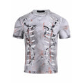 White men's t-shirt with hollow-out cut design on stretch cotton fabric