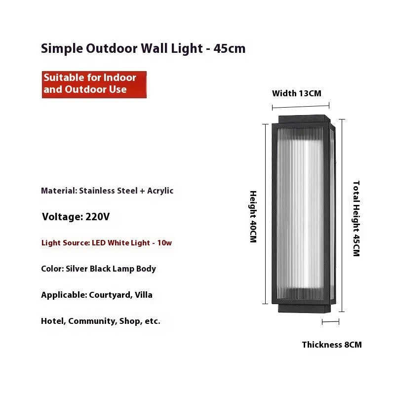 Waterproof stainless steel outdoor wall lamp for courtyard and garden lighting installation