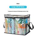 Large foldable PVC water buggy bag with transparent panels showing storage capacity for magazines and stationery