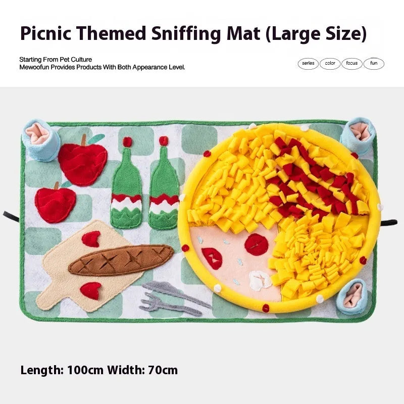 Plastic fabric dog sniffing mat pet toy for treat hiding and mental stimulation