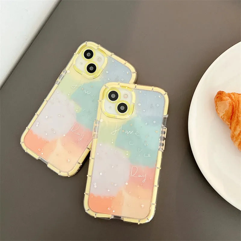 Minimalist contrast colour silicone iPhone case with yellow edge on TPU material