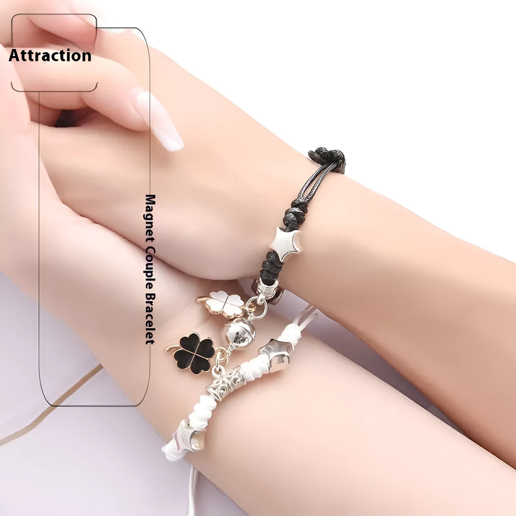Electroplated alloy suction cup couple bracelets with crown and diamond designs