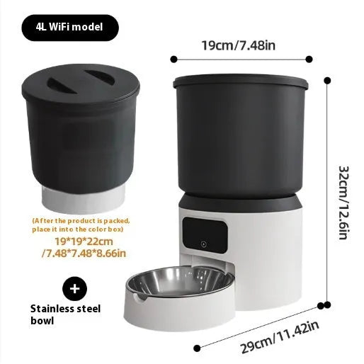 4L smart pet feeder with wifi remote control and optional video monitoring camera
