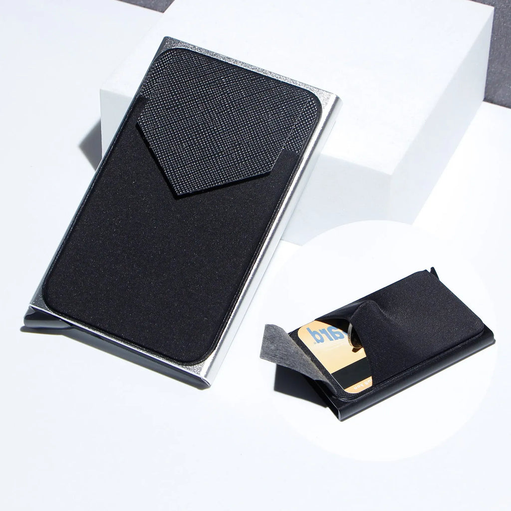 Metal card strap anti-theft aluminium alloy credit card case in solid colour