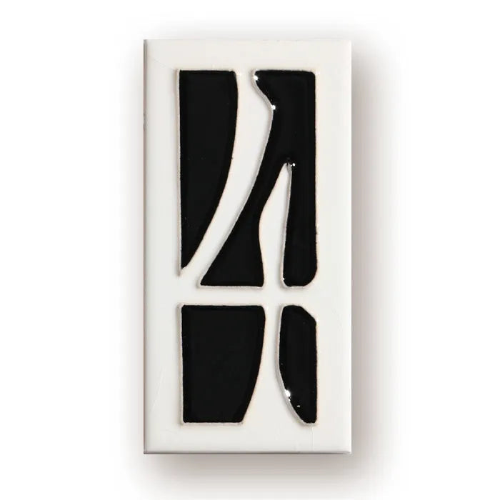 Handmade ceramic retro doorplate with enamel art numbers measuring 76x152mm