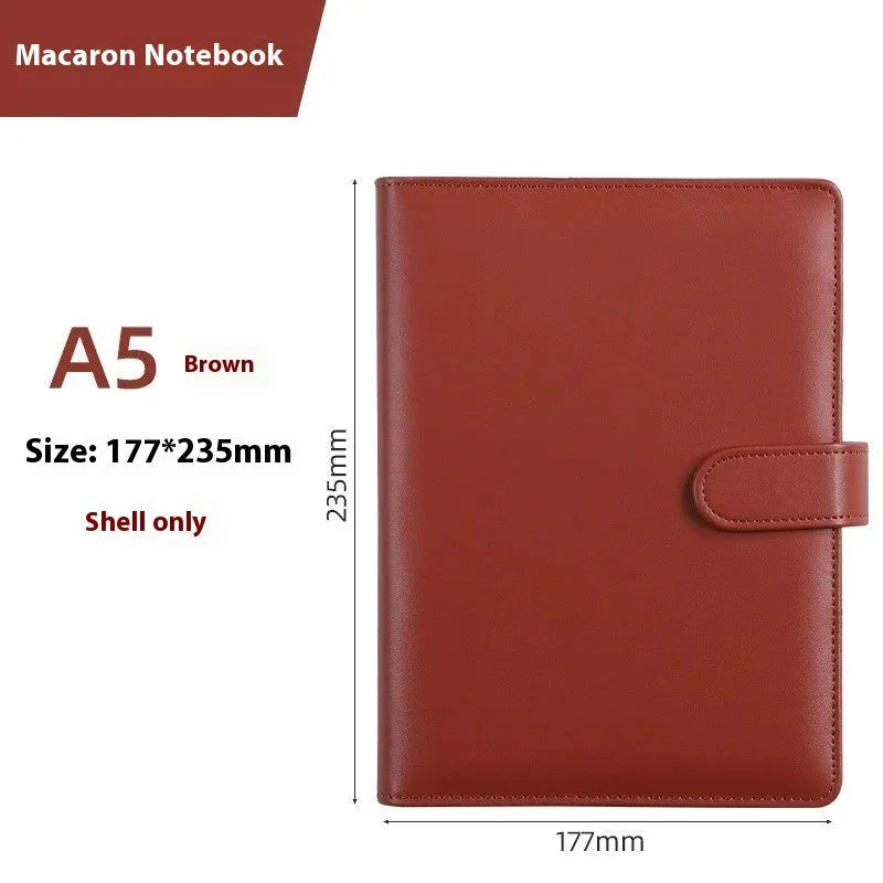 A5 PU leather notebook binder with zipper closure in solid colour options