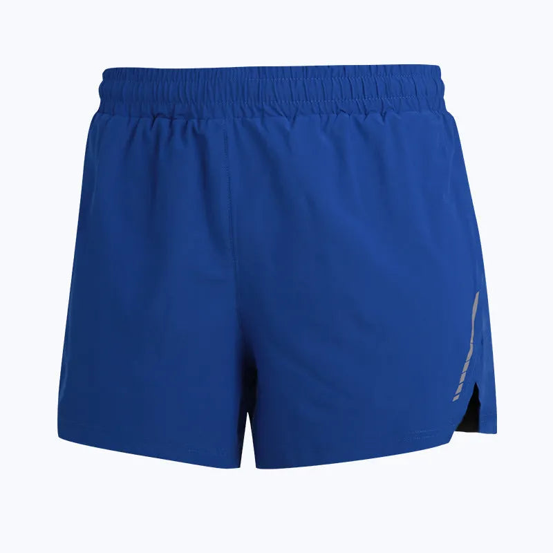 Men's grey quick-drying polyester marathon running shorts on a neutral background.