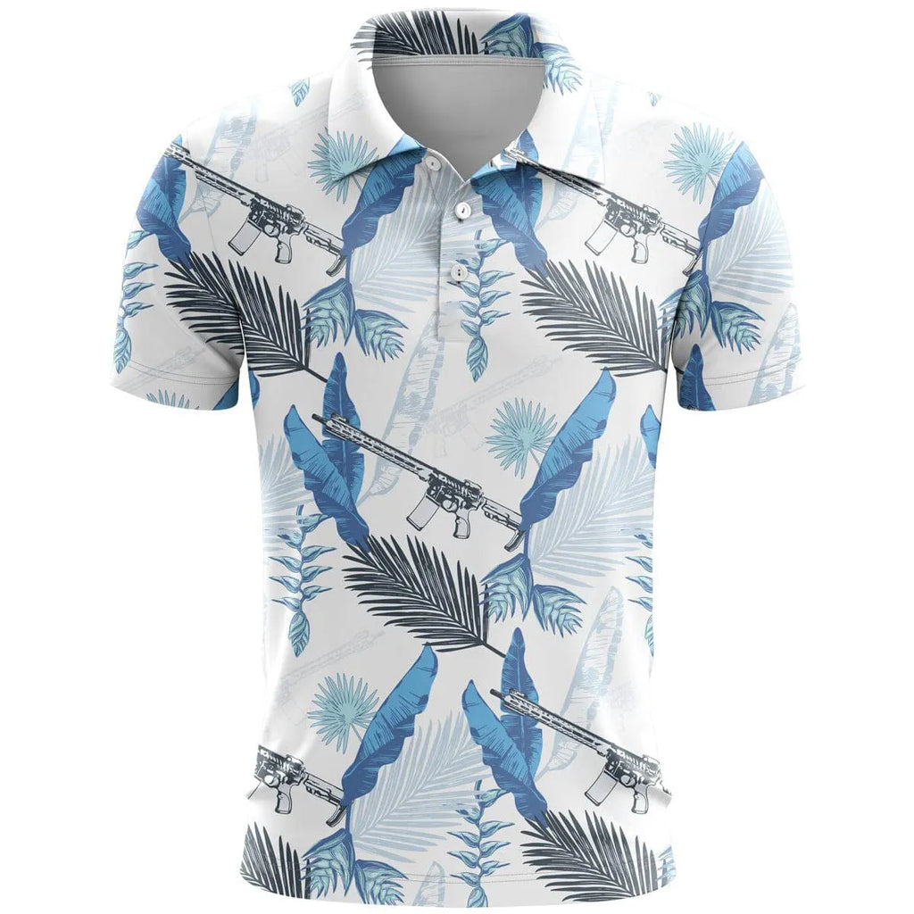 Man wearing a loose-fit 3D printed short sleeve sports top in bird eye polyester fabric, available in multiple colours.