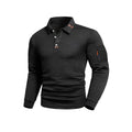Mens patchwork checkerboard casual sports polo shirt long sleeve polyester blend