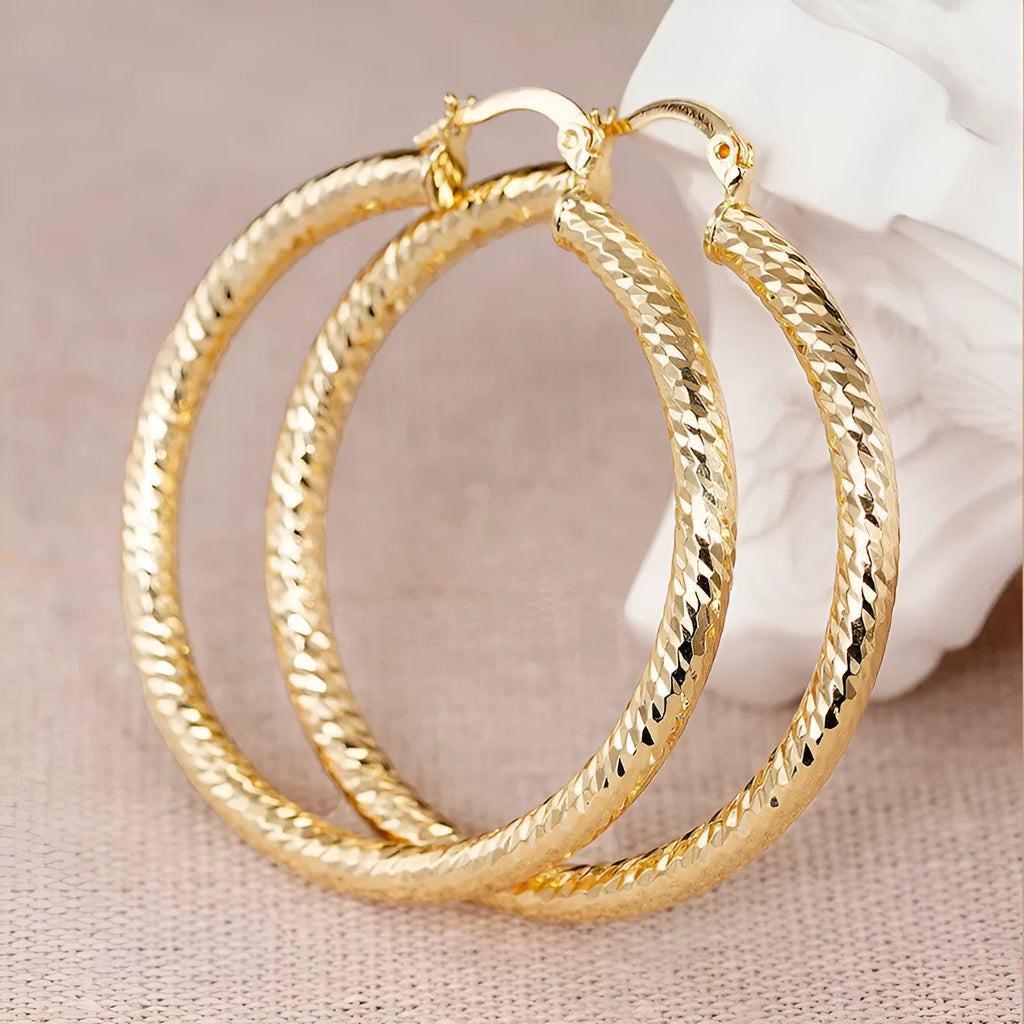 Copper geometric ring design ear clip earrings for women in assorted colours.