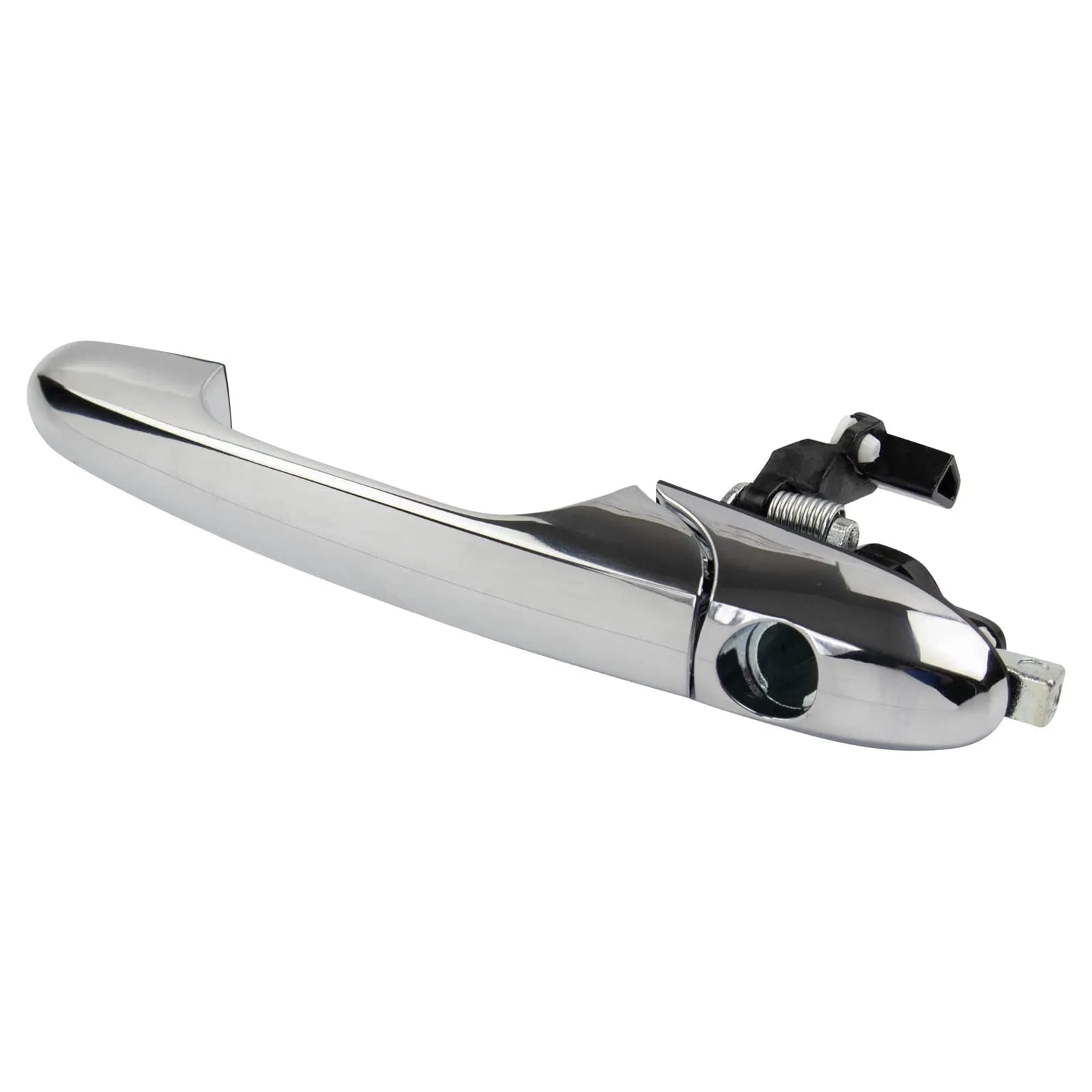 Black Fiat 500 replacement car door handle showing its size and shape.