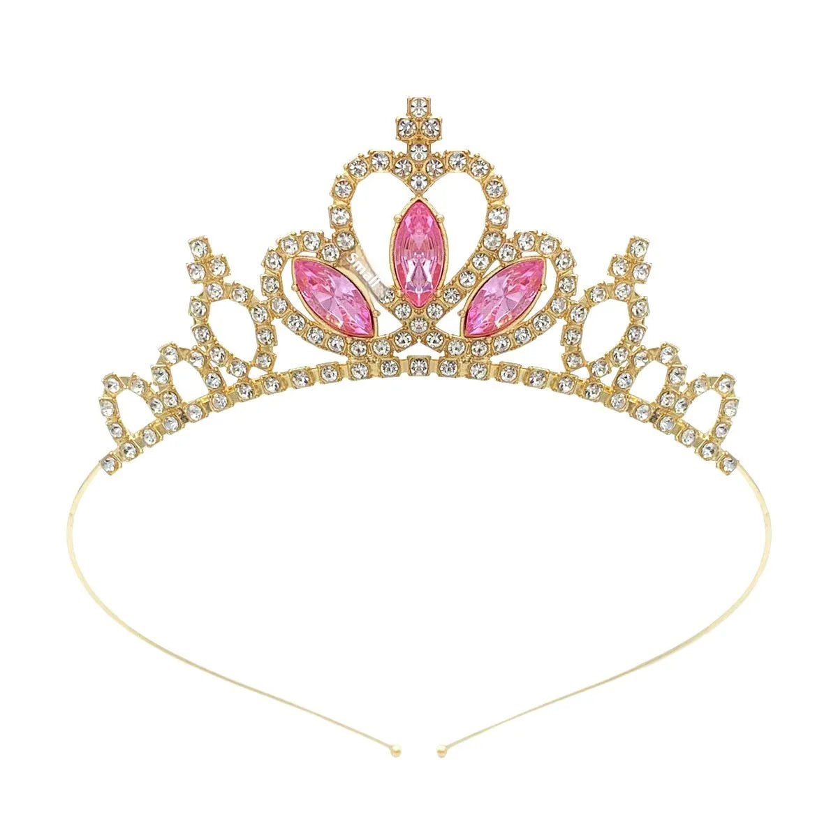 Gold and silver alloy princess crown headdress with coloured gemstones for girls birthday parties