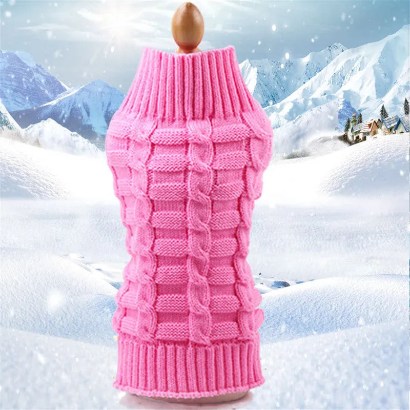 Wool cashmere twisted rope pet sweater for dogs in multiple sizes and colour options
