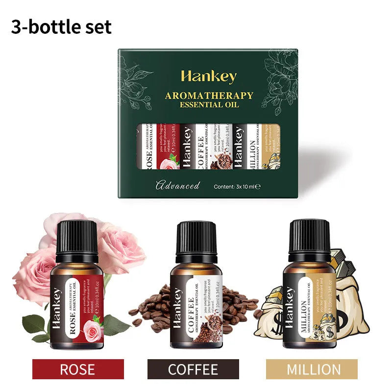 Boxed set of water-soluble aromatherapy essential oil bottles for use in diffusers and sprays