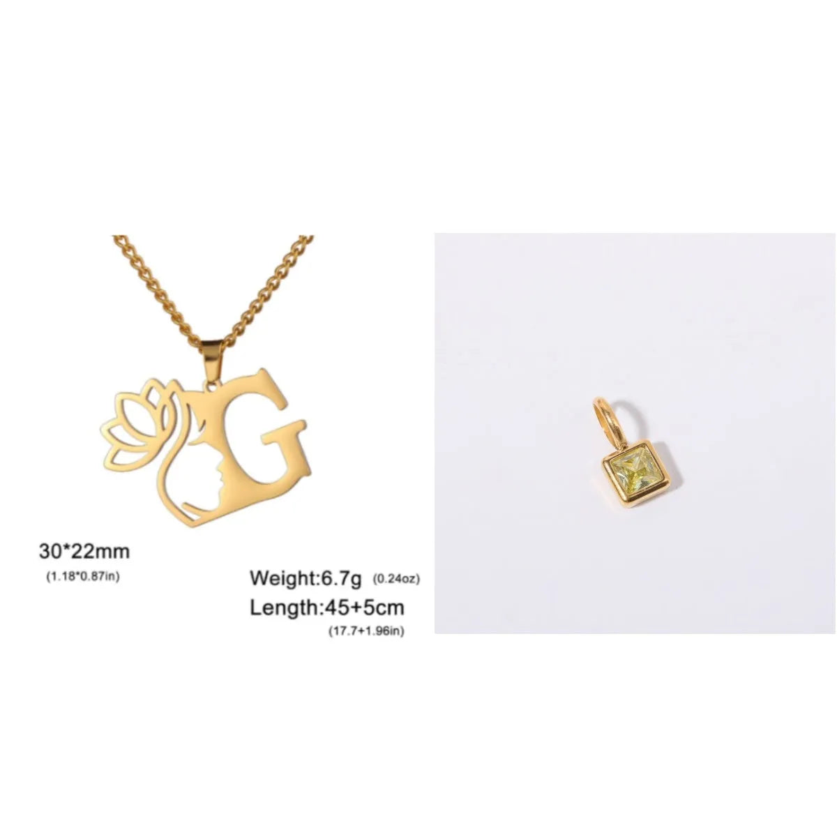 Stainless steel cross chain necklace with electroplated finish shown in gold and silver colour options