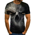 Men's skull print short sleeve t-shirt in cotton polyester blend, shown front view, size S-6XL, multiple colour options available