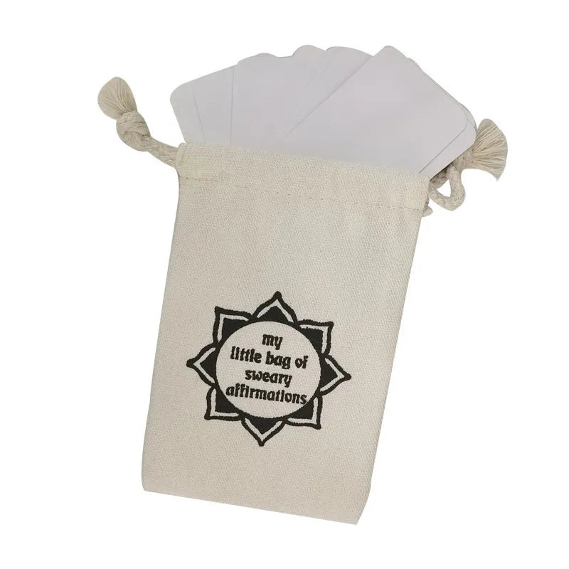 16-piece funny affirmation card set with colourful healing series designs in greeting card bag