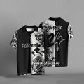Black loose fit men's t-shirt featuring a 3D digital print graphic on the front.