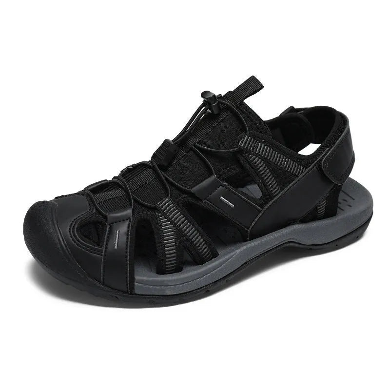 Men's blue and black mesh casual sports shoes with velcro strap and rubber sole