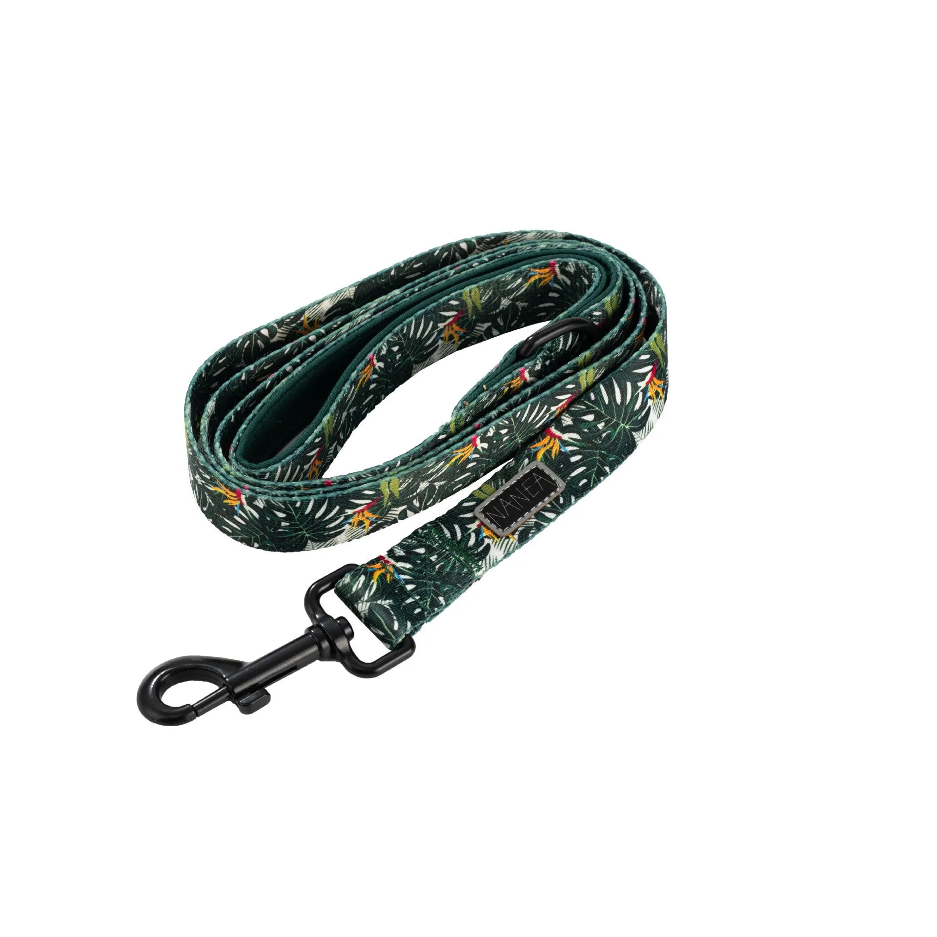 Six-piece adjustable cloth dog harness set with leash, collar, bow, towel, and clean-up bag in S, M, L sizes.