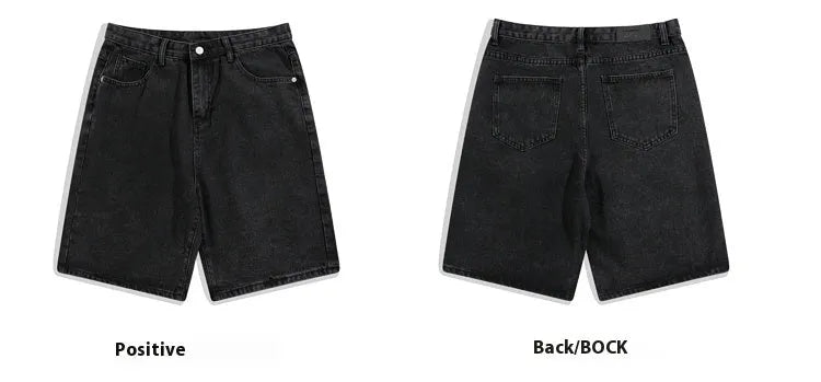 Men's light blue denim shorts with a straight leg design on a mid waist.