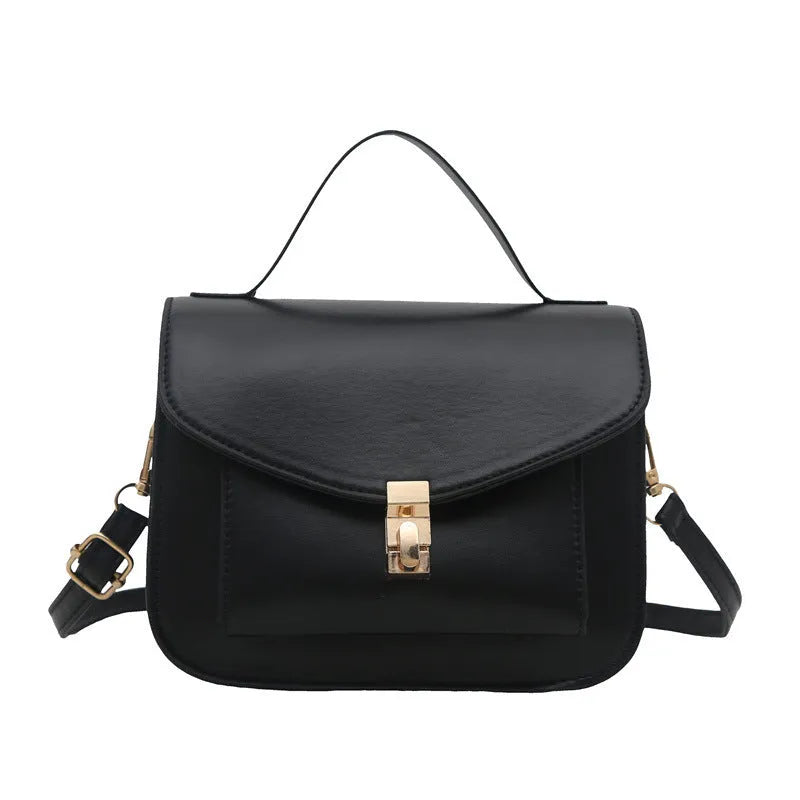Retro style horizontal square shoulder messenger bag in PU material with crossbody strap