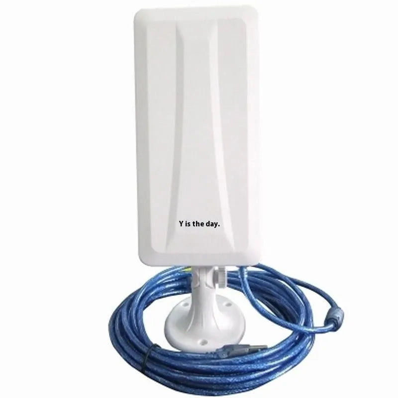 White high power USB wireless network card for PC and laptop Wi-Fi connectivity.